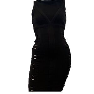 Y2K Bebe buckle bodycon black dress Sz.XS
